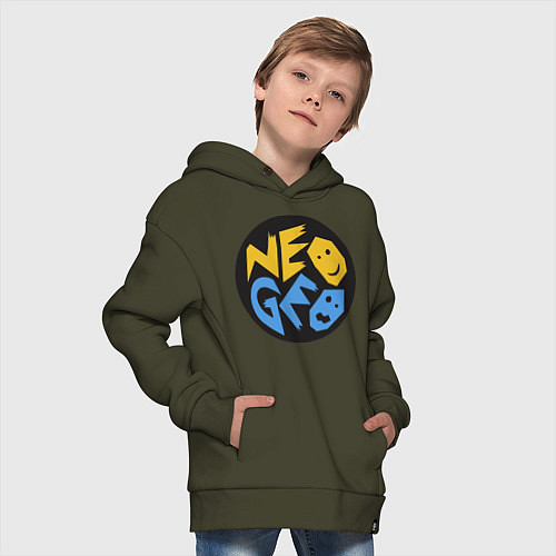 Детское худи оверсайз Neo geo logo / Хаки – фото 4