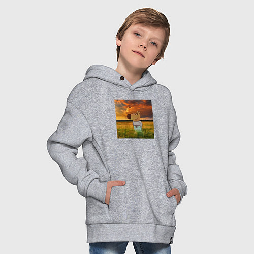 Детское худи оверсайз Чисто чилловый парень / Меланж – фото 4