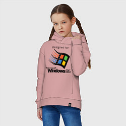 Толстовка оверсайз детская Предназначен для windows 95, цвет: пыльно-розовый — фото 2
