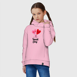 Толстовка оверсайз детская Сладкий день, цвет: светло-розовый — фото 2