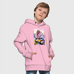 Толстовка оверсайз детская Barbie racing - Kawasaki Ninja, цвет: светло-розовый — фото 2