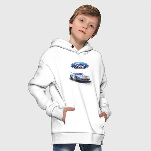 Детское худи оверсайз Ford motorsport - sketch / Белый – фото 4