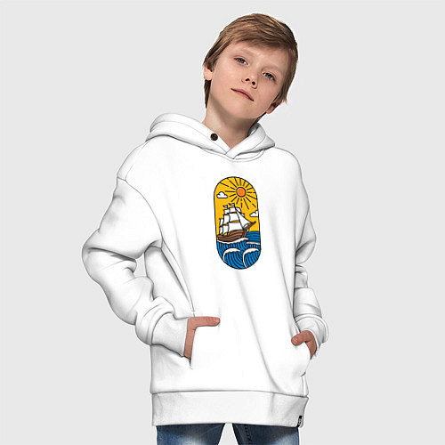Детское худи оверсайз Sunny ship / Белый – фото 4