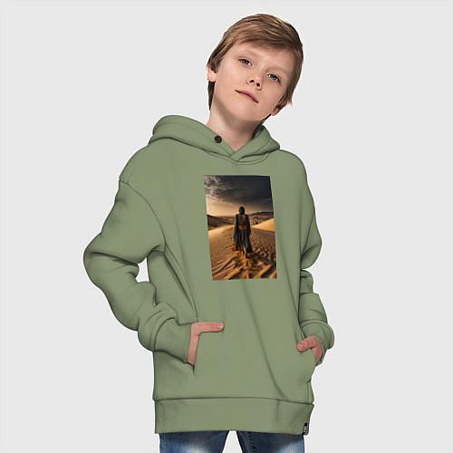 Детское худи оверсайз В пустыне вечером / Авокадо – фото 4