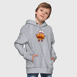 Толстовка оверсайз детская Повар бургер, цвет: меланж — фото 2