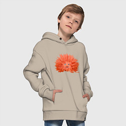 Толстовка оверсайз детская Сartoon monster fluffy orange, цвет: миндальный — фото 2