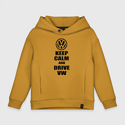 Толстовка оверсайз детская Keep Calm & Drive VW, цвет: горчичный
