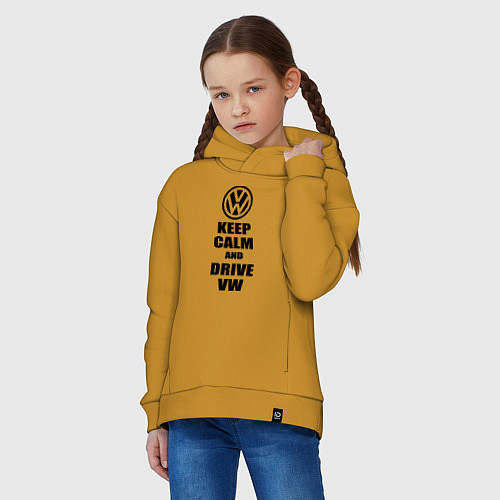 Детское худи оверсайз Keep Calm & Drive VW / Горчичный – фото 3