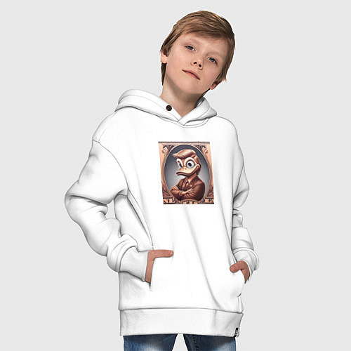 Детское худи оверсайз Дональд Дак-Трамп на денежной купюре / Белый – фото 4