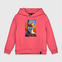 Толстовка оверсайз детская Fox fashionista - ai art fantasy, цвет: коралловый