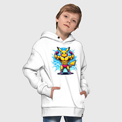Толстовка оверсайз детская Big Pikachu, цвет: белый — фото 2