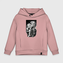 Толстовка оверсайз детская Барби и Кен - киберпанк эскиз, цвет: пыльно-розовый