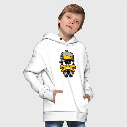 Детское худи оверсайз Duffy Duck in headphones / Белый – фото 4