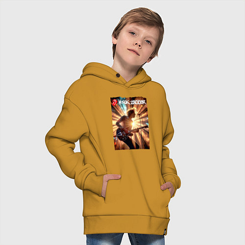 Детское худи оверсайз Mick Jagger - lead singer of The Rolling Stones / Горчичный – фото 4