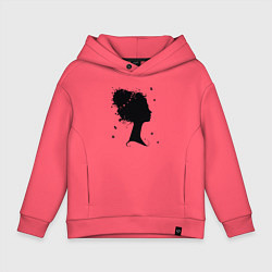 Толстовка оверсайз детская Flower girl, цвет: коралловый