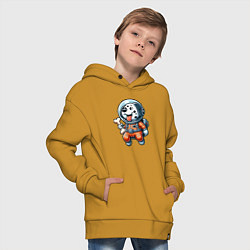 Толстовка оверсайз детская Dalmatian cosmonaut puppy with a bone, цвет: горчичный — фото 2