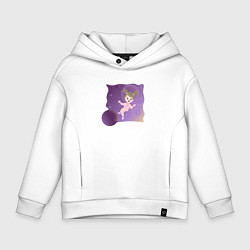 Толстовка оверсайз детская Девочка в космосе, цвет: белый
