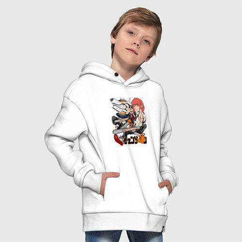 Детское худи оверсайз Человек-бензопила Денджи Аки Пауэр Макима / Белый – фото 4