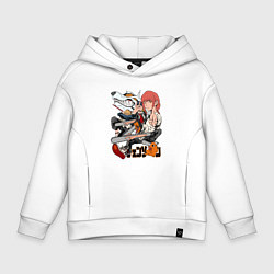 Толстовка оверсайз детская Человек-бензопила Денджи Аки Пауэр Макима, цвет: белый