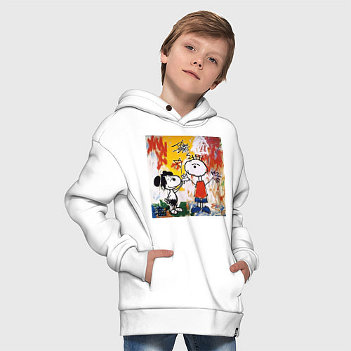 Детское худи оверсайз Граффити Снупи / Белый – фото 4