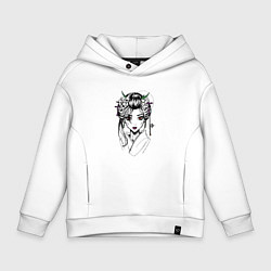Толстовка оверсайз детская Японская девушка с красными глазами, цвет: белый