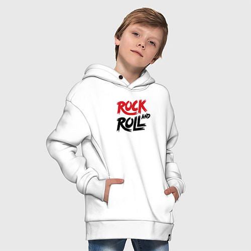 Детское худи оверсайз Rock and roll star / Белый – фото 4