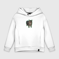 Толстовка оверсайз детская Уиа кот мем, цвет: белый