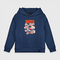 Толстовка оверсайз детская Ванпис Луффи кулак, цвет: тёмно-синий