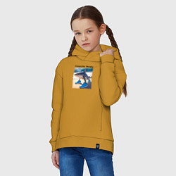 Толстовка оверсайз детская Tralalera tralala - shark - brainrot meme, цвет: горчичный — фото 2