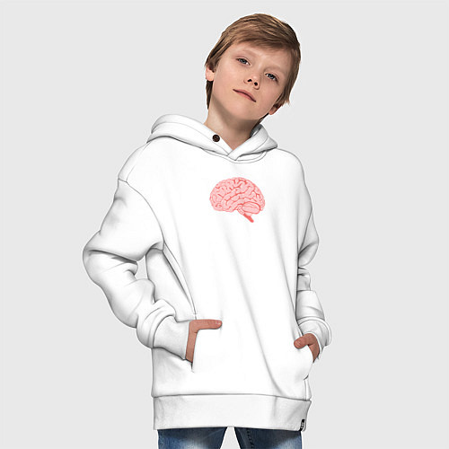 Детское худи оверсайз Мозг иллюстрация / Белый – фото 4