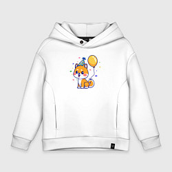 Толстовка оверсайз детская Праздничная собачка, цвет: белый