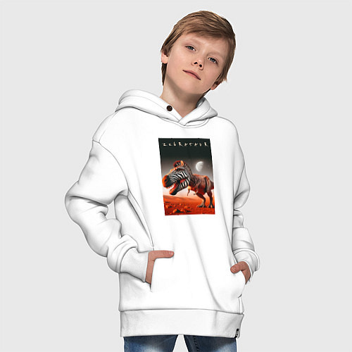 Детское худи оверсайз Зебразавр - мем / Белый – фото 4