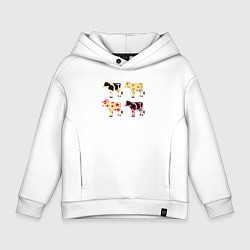 Толстовка оверсайз детская Милые коровы поп-арт, цвет: белый