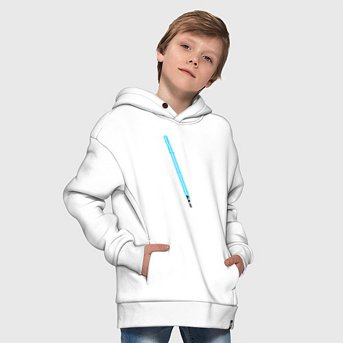 Детское худи оверсайз Меч джедая звёздные войны / Белый – фото 4