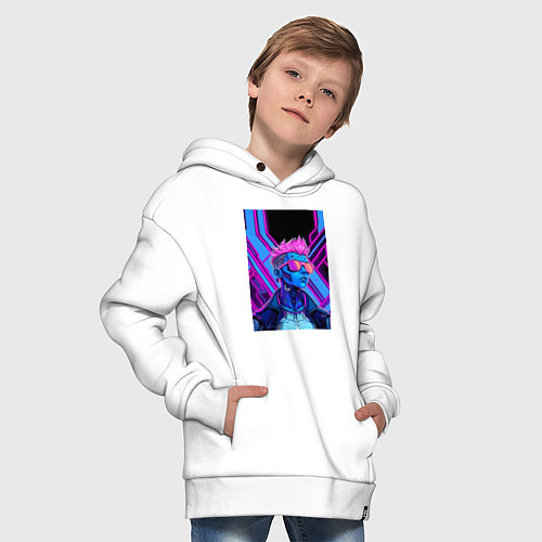 Детское худи оверсайз Неоновые панки / Белый – фото 4