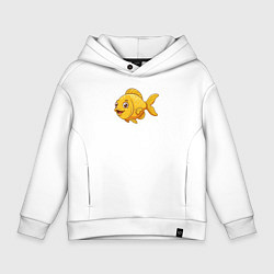 Толстовка оверсайз детская Милая желтая рыбка, цвет: белый