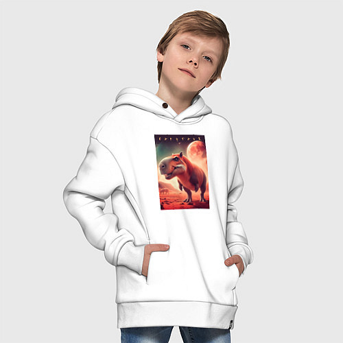Детское худи оверсайз Капизавр - мем / Белый – фото 4