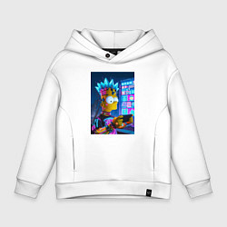 Толстовка оверсайз детская Bart Simpson is a gamer - ai art, цвет: белый