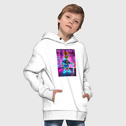 Толстовка оверсайз детская Neon Bart - with skateboard ai art fantasy, цвет: белый — фото 2