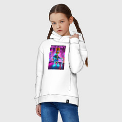 Толстовка оверсайз детская Neon Bart - with skateboard ai art fantasy, цвет: белый — фото 2
