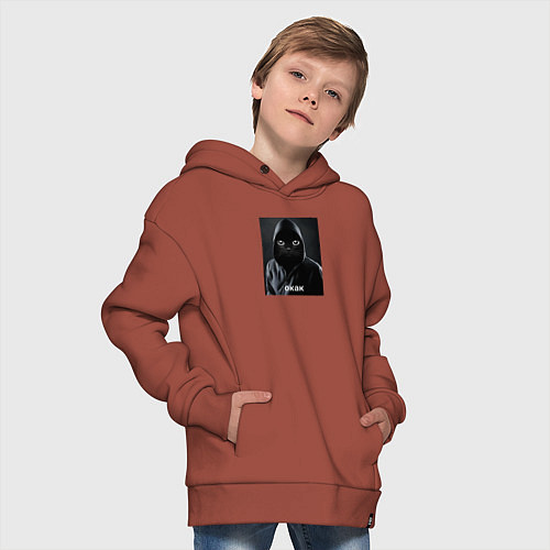 Детское худи оверсайз Окак мем / Кирпичный – фото 4