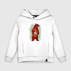 Толстовка оверсайз детская Медведь и обед - аппетит, цвет: белый