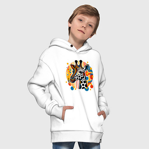 Детское худи оверсайз Абстракция жираф в точечку / Белый – фото 4