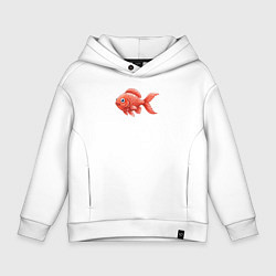 Толстовка оверсайз детская Милая красная рыбка, цвет: белый