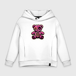 Толстовка оверсайз детская Pink bear, цвет: белый