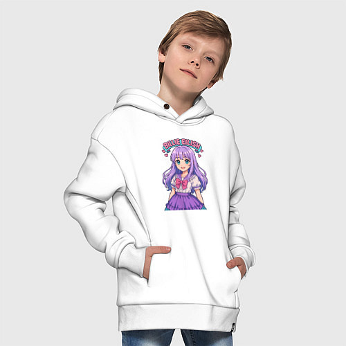 Детское худи оверсайз Билли Айлиш аниме стиль / Белый – фото 4