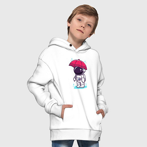 Детское худи оверсайз Космонавт с зонтом / Белый – фото 4