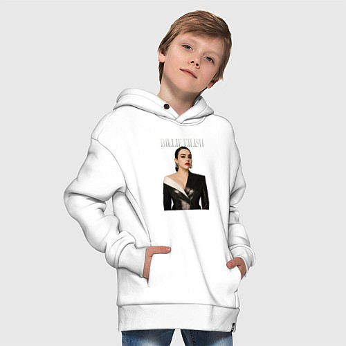 Детское худи оверсайз Билли Айлиш в черном костюме / Белый – фото 4