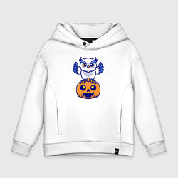 Толстовка оверсайз детская Halloween owl, цвет: белый