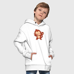 Толстовка оверсайз детская Dabbing monkey, цвет: белый — фото 2